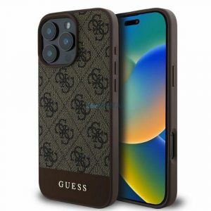 Guess GUHCP16LG4GLBR 4G Bottom Stripe carcasă pentru iPhone 16 Pro - maro