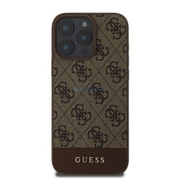 Guess GUHCP16LG4GLBR 4G Bottom Stripe carcasă pentru iPhone 16 Pro - maro