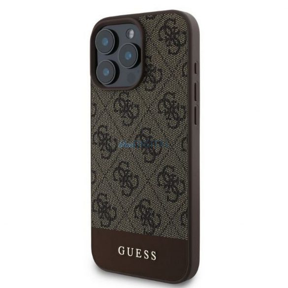 Guess GUHCP16LG4GLBR 4G Bottom Stripe carcasă pentru iPhone 16 Pro - maro