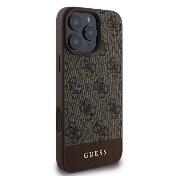 Guess GUHCP16LG4GLBR 4G Bottom Stripe carcasă pentru iPhone 16 Pro - maro