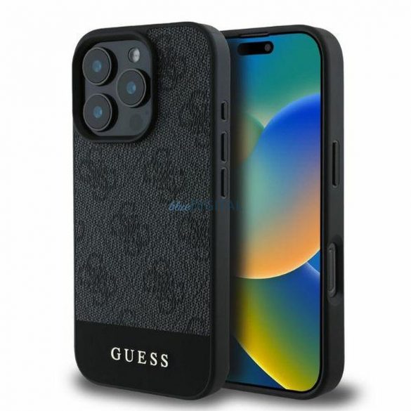 Guess GUHCP16LG4GLGR 4G Bottom Stripe carcasă pentru iPhone 16 Pro - negru