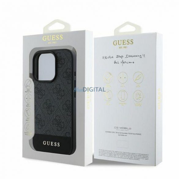 Guess GUHCP16LG4GLGR 4G Bottom Stripe carcasă pentru iPhone 16 Pro - negru