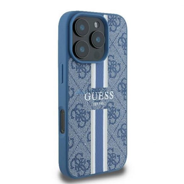 Guess GUHMP16LP4RPSB 4G cu dungi imprimate Carcasă compatibilă cu MagSafe pentru iPhone 16 Pro - albastru