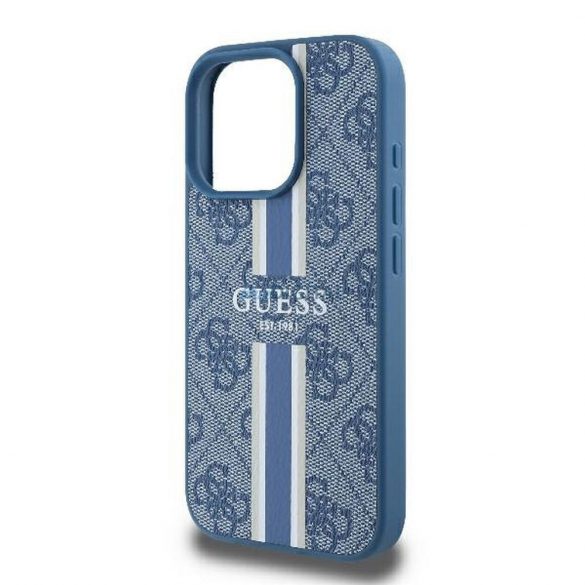 Guess GUHMP16LP4RPSB 4G cu dungi imprimate Carcasă compatibilă cu MagSafe pentru iPhone 16 Pro - albastru