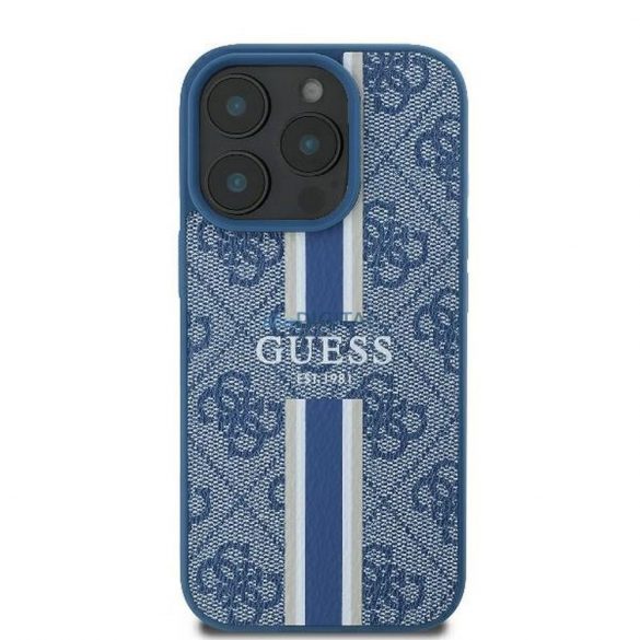 Guess GUHMP16LP4RPSB 4G cu dungi imprimate Carcasă compatibilă cu MagSafe pentru iPhone 16 Pro - albastru