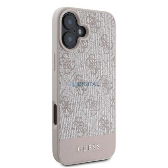 Guess GUHCP16SG4GLPI 4G PU Bottom Stripe carcasă pentru iPhone 16 - roz