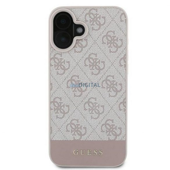 Guess GUHCP16MG4GLPI 4G PU Bottom Stripe carcasă pentru iPhone 16 Plus - roz