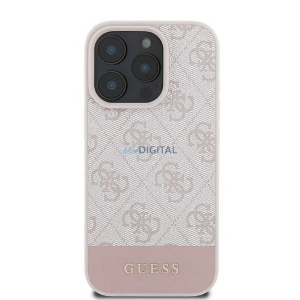 Guess GUHCP16LG4GLPI 4G PU Bottom Stripe caz iPhone 16 Pro - roz