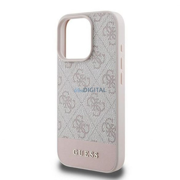 Guess GUHCP16XG4GLPI 4G PU Bottom Stripe carcasă iPhone 16 Pro Max - roz