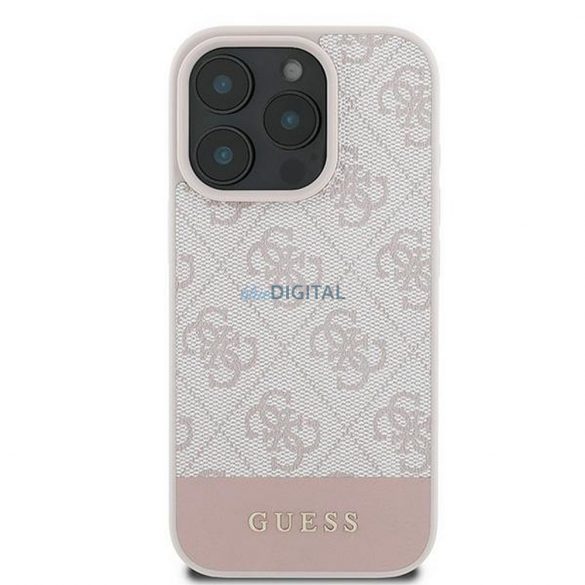 Guess GUHCP16XG4GLPI 4G PU Bottom Stripe carcasă iPhone 16 Pro Max - roz