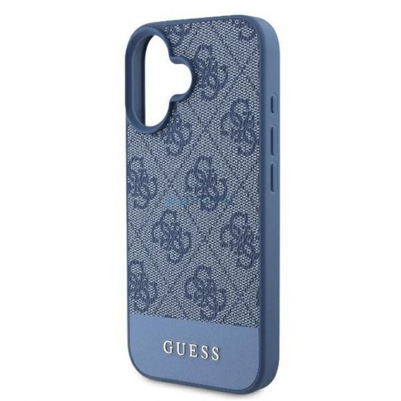 Guess GUHCP16SG4GLBL 4G PU Bottom Stripe carcasă pentru iPhone 16 - albastru