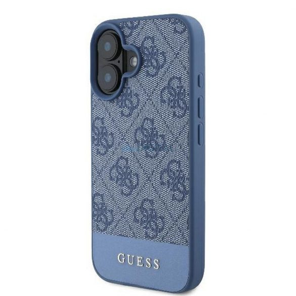 Guess GUHCP16SG4GLBL 4G PU Bottom Stripe carcasă pentru iPhone 16 - albastru