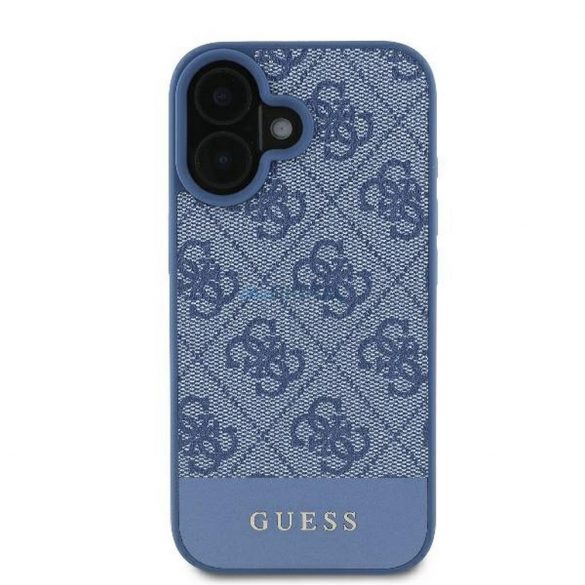 Guess GUHCP16SG4GLBL 4G PU Bottom Stripe carcasă pentru iPhone 16 - albastru