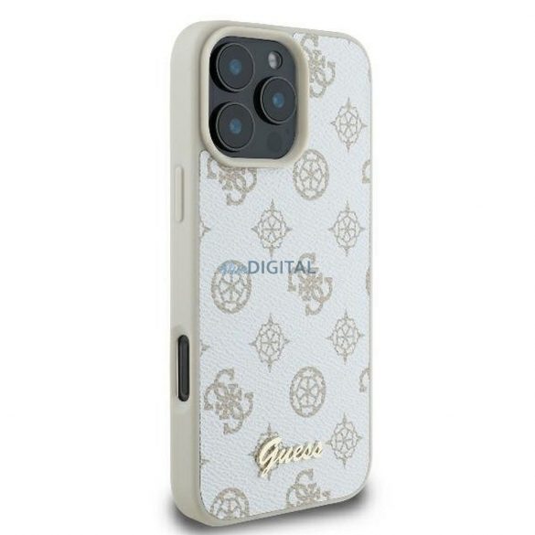 Guess GUHMP16XPGPYSH Peony Script Logo Carcasă compatibilă MagSafe pentru iPhone 16 Pro Max - alb