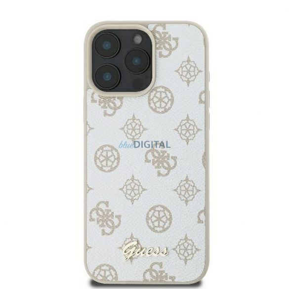 Guess GUHMP16XPGPYSH Peony Script Logo Carcasă compatibilă MagSafe pentru iPhone 16 Pro Max - alb