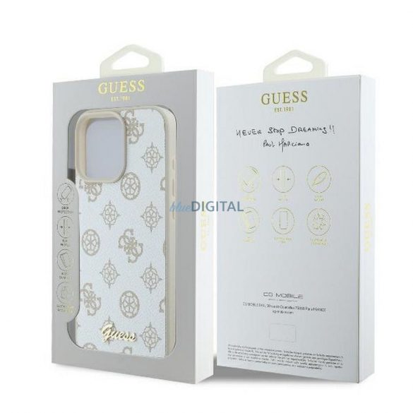 Guess GUHMP16XPGPYSH Peony Script Logo Carcasă compatibilă MagSafe pentru iPhone 16 Pro Max - alb