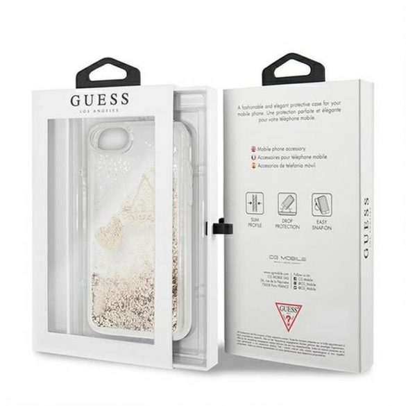 Husă originală GUESS GUOHCI8GLHFLGO pentru iPhone 7 / 8 / SE 2020 / SE 2022 (Sclipici lichid / auriu)