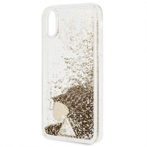 Husă originală GUESS GUOHCPXGLHFLGO pentru iPhone X / Xs (Charms 2 Liquid Glitter / auriu)