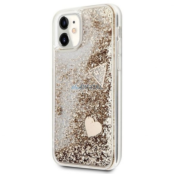 Husă originală GUESS GUOHCN61GLHFLGO pentru iPhone 11 (Liquide Glitter Charms / auriu)