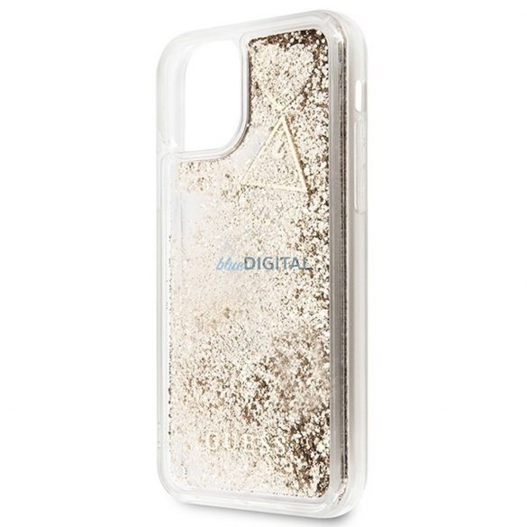 Husă originală GUESS GUOHCN61GLHFLGO pentru iPhone 11 (Liquide Glitter Charms / auriu)