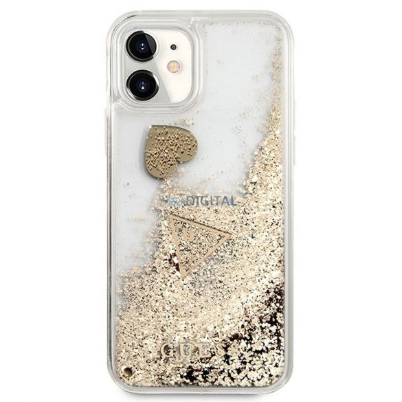 Husă originală GUESS GUOHCN61GLHFLGO pentru iPhone 11 (Liquide Glitter Charms / auriu)