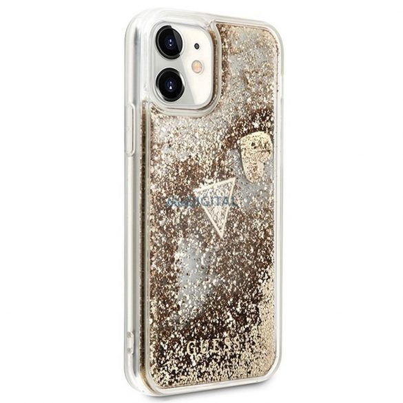 Husă originală GUESS GUOHCN61GLHFLGO pentru iPhone 11 (Liquide Glitter Charms / auriu)