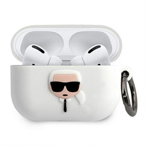 Husa originala KARL LAGERFELD KLACAPSILGLWH pentru Apple Airpods Pro alba