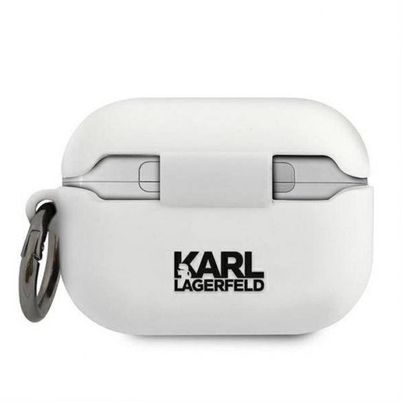 Husa originala KARL LAGERFELD KLACAPSILGLWH pentru Apple Airpods Pro alba