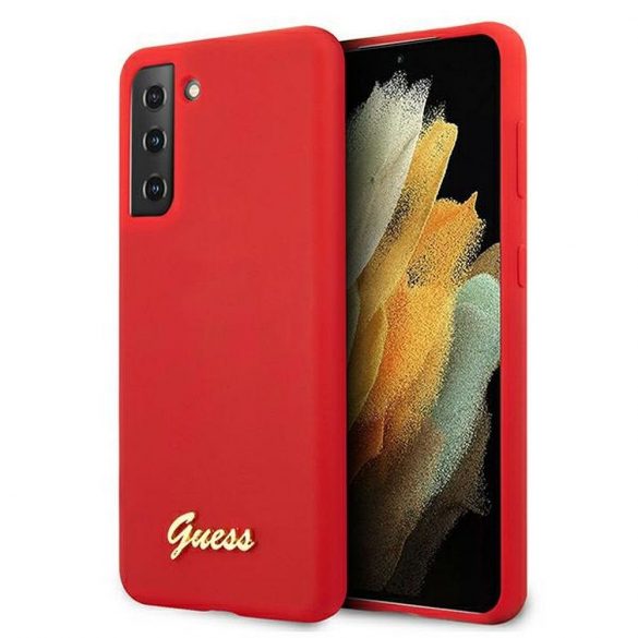 Husă originală GUESS GUHCS21MLSLMGRE pentru Samsung S21 Plus (silicon Script Metal Logo / roșu)