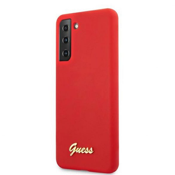 Husă originală GUESS GUHCS21MLSLMGRE pentru Samsung S21 Plus (silicon Script Metal Logo / roșu)