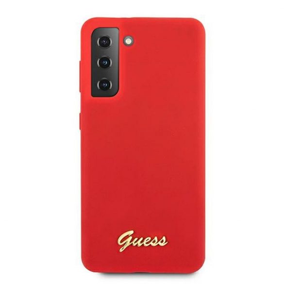 Husă originală GUESS GUHCS21MLSLMGRE pentru Samsung S21 Plus (silicon Script Metal Logo / roșu)