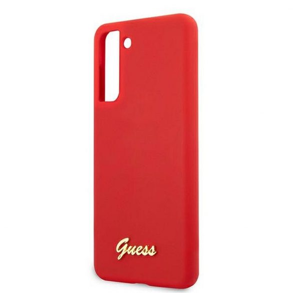 Husă originală GUESS GUHCS21MLSLMGRE pentru Samsung S21 Plus (silicon Script Metal Logo / roșu)