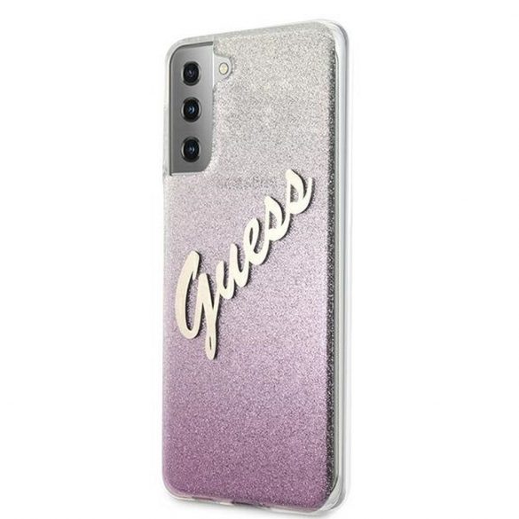 Carcasa originala GUESS GUHCS21MPCUGLSPI pentru Samsung S21 Plus (Glitter Gradient Script / roz)