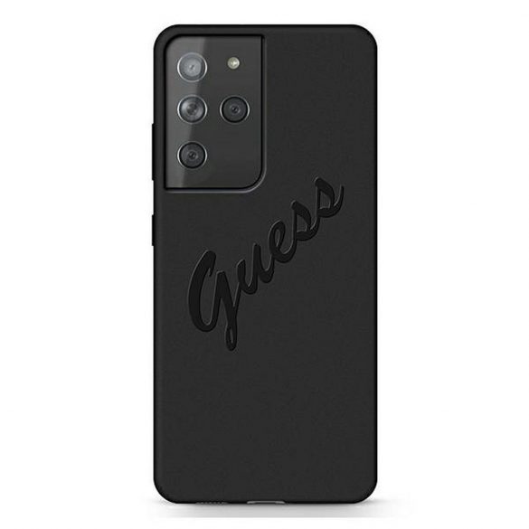 Carcasa originala GUESS GUHCS21LLSVSBK pentru Samsung S21 Ultra (Script Vintage / negru)