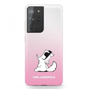 Carcasa originala KARL LAGERFELD KLHCS21LCFNRCPI pentru Samsung S21 Ultra (Choupette Fun / roz)