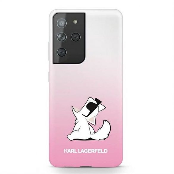 Carcasa originala KARL LAGERFELD KLHCS21LCFNRCPI pentru Samsung S21 Ultra (Choupette Fun / roz)