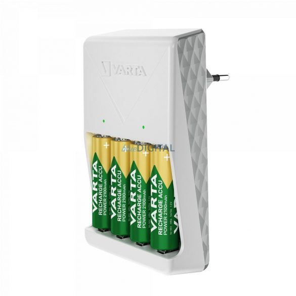 Încărcător de baterii VARTA PLUG pentru încărcarea bateriilor AA/AAA cu 4 baterii AA reîncărcabile (2100 mAh)