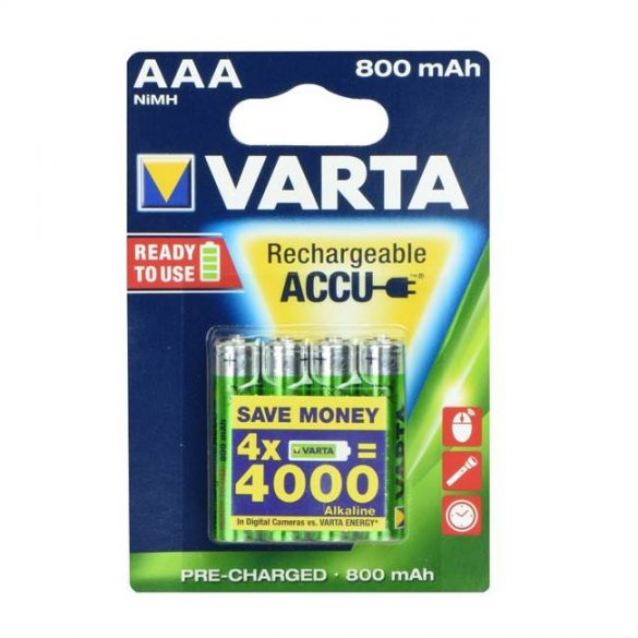 Baterii reîncărcabile Varta R3 800 mAh (promo 3+1) gata de utilizare