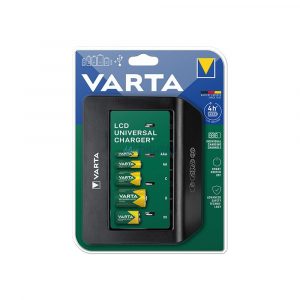 Încărcător VARTA LCD UNIVERSAL pentru încărcarea bateriilor AAA/A/C/D/9V (fără baterii) - negru