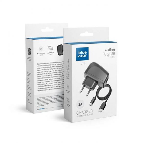 Încărcător de călătorie Micro USB Universal 2A cu cablu separat Blue Star Lite