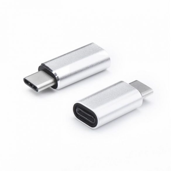 Adaptor încărcător pentru iPhone Lightning 8-pin do Typ C argintiu