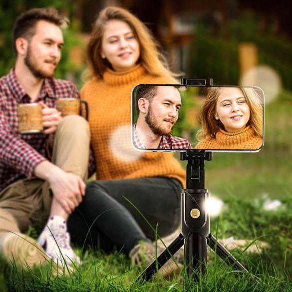 Combo selfie stick cu trepied și telecomandă bluetooth negru K07