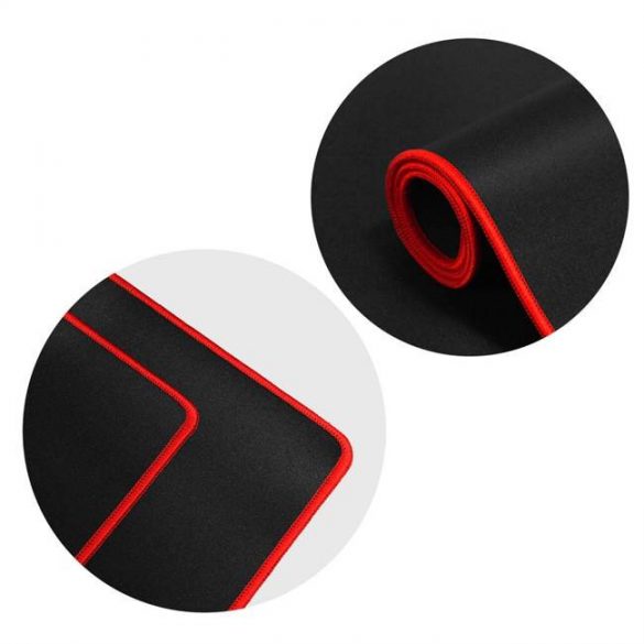 Mousepad gaming 300x240x3mm / cusături negru/ roșii