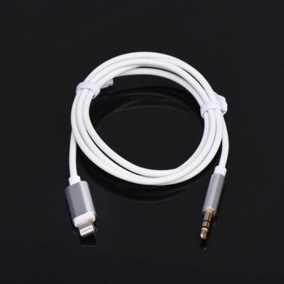 Adaptor HF/audio pentru iPhone Lightning 8 pini + Jack 3,5mm cablu alb (masculin)