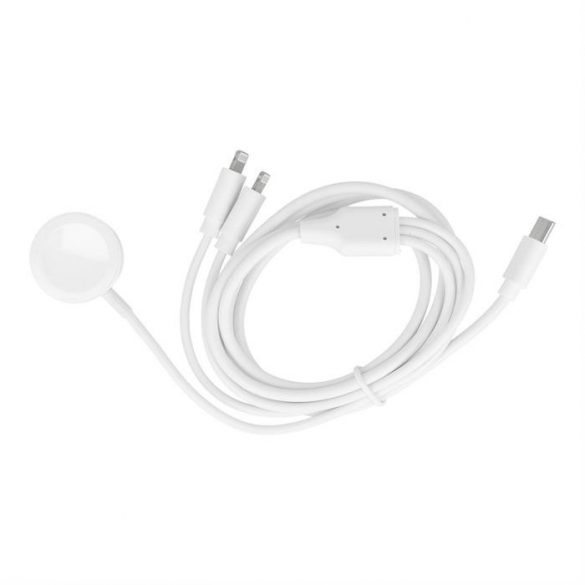 Cablu tip C C 3in1 pentru iPhone Lightning 8-pini + iPhone Lightning 8-pini + Apple Watch 3W 1A C3168 alb