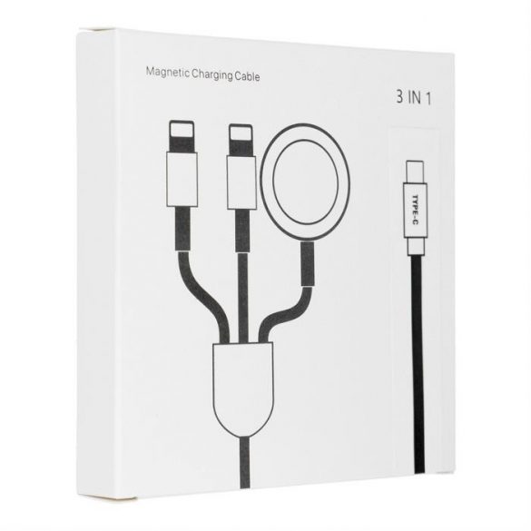 Cablu tip C C 3in1 pentru iPhone Lightning 8-pini + iPhone Lightning 8-pini + Apple Watch 3W 1A C3168 alb