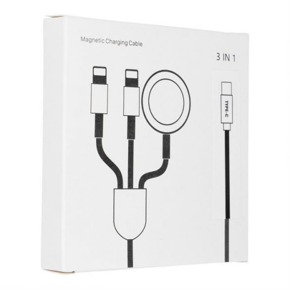 Cablu tip C 3in1 pentru iPhone Lightning 8-pini + Typ C 2A + Apple Watch 3W 1A C3169 alb