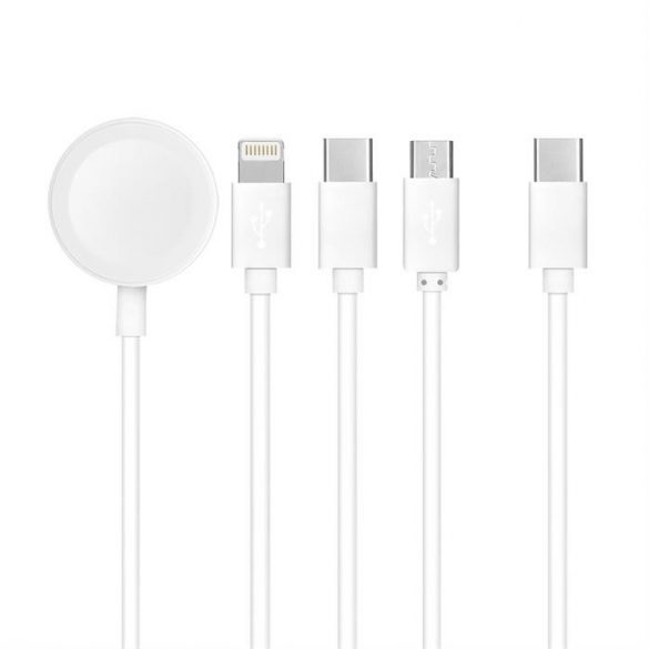 Cablu tip C 4w1 pentru iPhone Lightning 8-pin + Tip C + Micro + Apple Watch 3W 1A C3186 alb