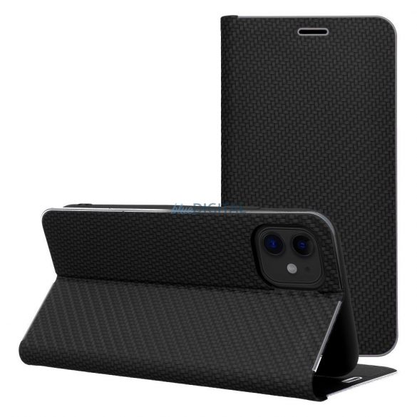 Forcell LUNA Book Carbon pentru iPhone 13 negru