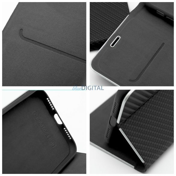 Forcell LUNA Book Carbon pentru iPhone 13 negru